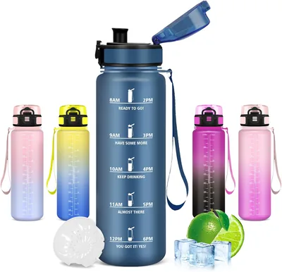 Bottiglia d'Acqua da 1 Litro per Palestra con Filtro Bottiglie Fitness | Senza Perdite, Motivazionale con Filtro