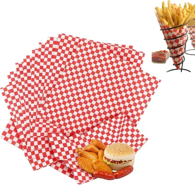 100 Sheets Red & White Checkered Deli Paper - 25% Off
