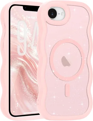 Pepmune Etui na iPhone 17/16 z brokatem kompatybilnym z Magsafe, różowe | Etui z motywem fal