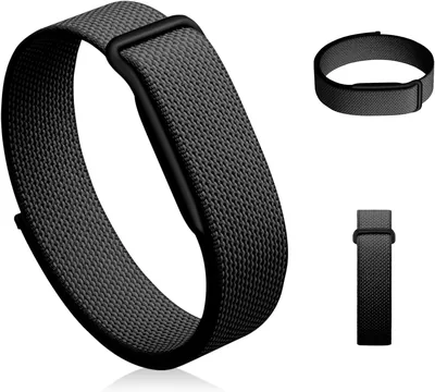 حزام قابل للتعديل من هوك ولوح متوافق مع Fitbit Air،  نسيج نايلون أسود قابل للتنفس، أشرطة حلقة ناعمة