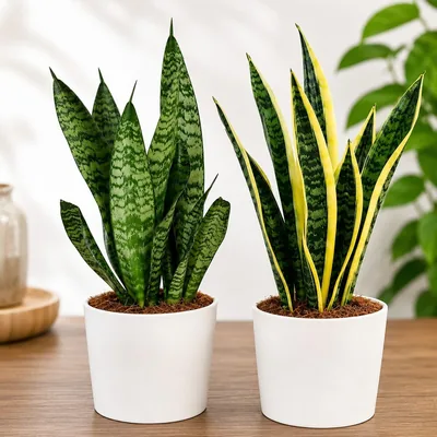 UGAOO Bharat Sansevieria साँप पौधा कॉम्बो पैक ऑफ 2 | हरे और पीले किनारे, घर की सजावट, ऑफिस पौधे