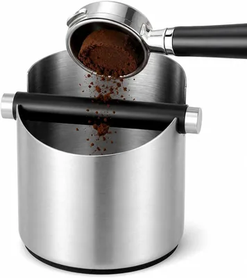 Stainless Steel Coffee Knock Box - Espresso Bin with Quiet Knock Bar | Large Capacity