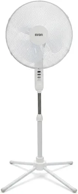 SVAN Ventilador de Pie Blanco SVP401600O. 3 Velocidades, Tamaño 16", Oscilante, Inclinación Ajustable, 3 Aspas, Área de Cobertura Amplia