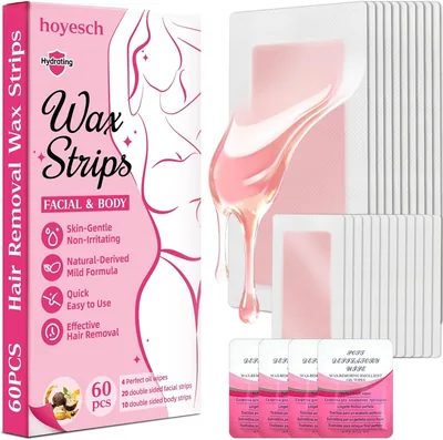 hoyesch 60 Wax Strips Facial Body Hair Removal Kit Best Deal
