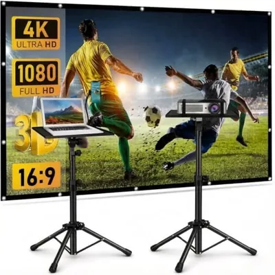 Aumerage Projector Stand & Screen - 120 Inch Adjustable Foldable