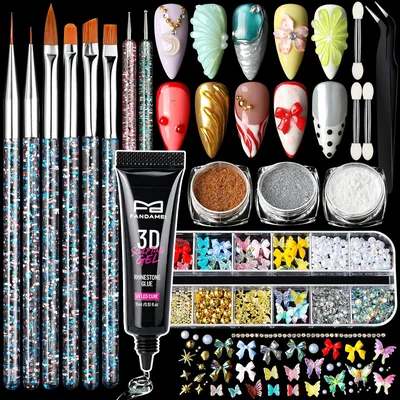 FANDAMEI 3D Nail Art Kit, Gel & Brushes