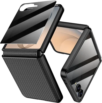 Doeshine Fall för Z Flip 8, Anti-Spy & Hinge Cover, Schwarz | Skermprotektor, Privatlighetstekning, Slimma och Shockproof