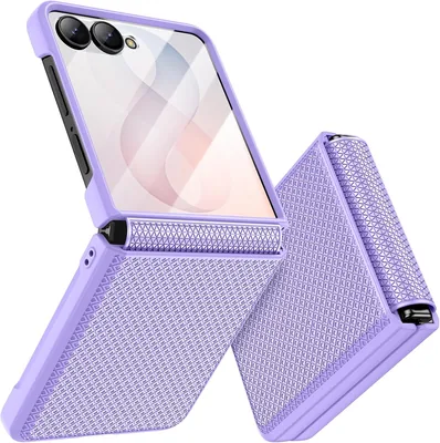 Doeshine för Samsung Galaxy Z Flip Fall med Hinge Cover & Display Protective Film, Non-slip Texture, Hard PC Military Shockproof