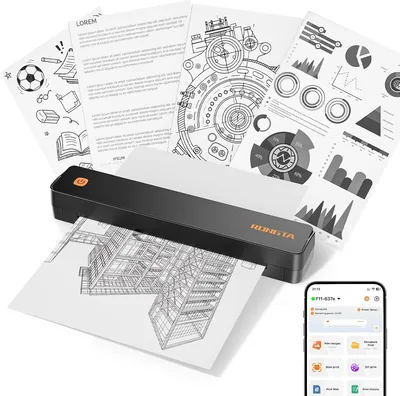 Imprimante thermique sans encre Rongta F11B, connexion Bluetooth, compatible A4 et lettre US, avec 8 papiers thermiques