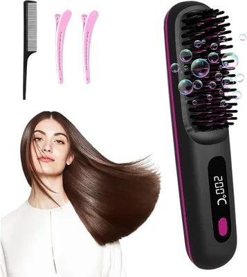 Nucelia Cepillo Alisador De Cabello, Cepillo Alaciador Anti Encrespamiento para Cabello Corto, Calentamiento, Uso en Casa, Mejora tu Estilo