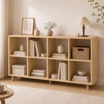 SKY-TOUCH 2-Tier Bookcase: 8 Cube Storage Organizer for Home Office