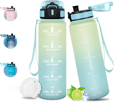Botella de Agua Motswedi, 500 ml, Sin Fugas, BPA Libre, Botella de Gimnasio con Marcador de Tiempo, Cantina para Niños - 20% de Descuento