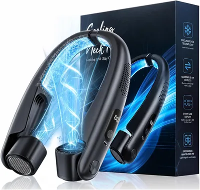 SilentSpin Nackenfan mit Kühlplatten, 6000 mAh Tragbarer Bladelos-Nackenfan, USB-Ladung, Geschwindigkeitsregelung von 1 bis 100