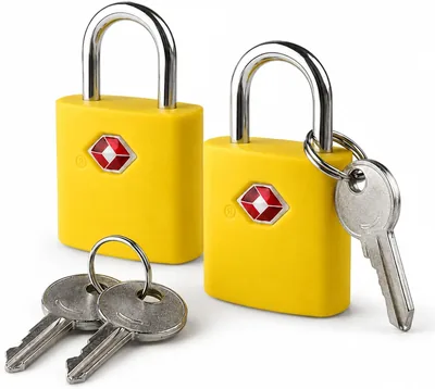 Suitcase Padlock, 2 Pack Yellow TSA Travel with Keys | Best Deal