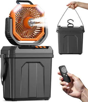 Climatiseur portable avec réservoir d'eau de 6L, ventilateur silencieux avec brouillage d'air, LED puissante et crochet, avec télécommande