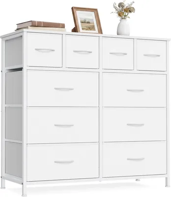 SONGMICS BELLAH LGS236W101: Armario-guardarropa con 10 cajones de tela, marco de acero, 99 x 30 cm (15% de descuento)
