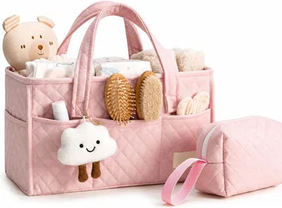 Baby Diaper Caddy Organizer - Portable Changing Table Basket