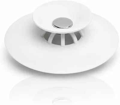 Silicone Drain Stopper & Hair Catcher, 10 cm, White