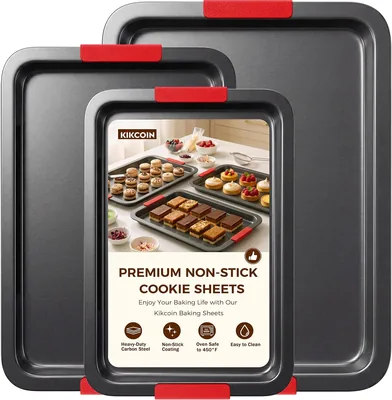 Kikcoin Carbon Steel Cookie Sheets Set of 3