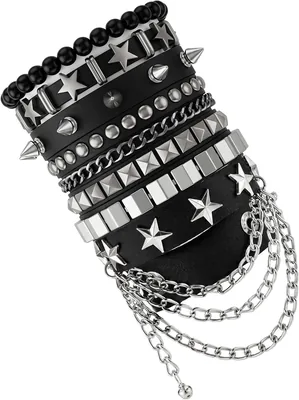 Ouligay 5 Styk Rivet Armband Gotisk Armband Pu der Armband Punk Stil | Perfekt för Halloween och Konsert