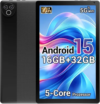 Tablette MUTSAY 10 Pouces Android 15 2026, 16 Go RAM, Processeur 5 Coeurs, Écran HD IPS 1280x800, Caméra Double, WiFi 6 5G, Bluetooth