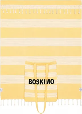 Toalla de playa XXL Boskimo con bolsa cosida 2 en 1 - Sarong familiar Fouta con franjas, 180 x 200 cm - Toalla y bolsa para 2-3 personas (5% de descuento)