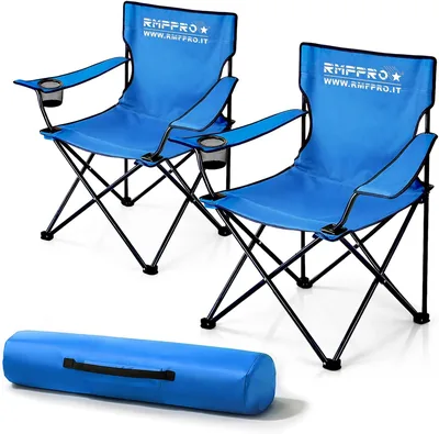 RMF PRO Sedia da Camping Pieghevole con Seduta Comoda e Rilassante, Portali per Beach Chair con Supporto Cup - Mare e Giardino