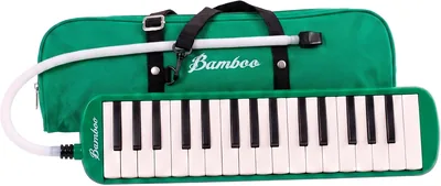 Melodica de Bambú 32 Notas Verde con Estuche, Manguera y Boquilla - Ideal para Principiantes y Niños