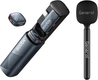مايكروفون Godox Cube-S اللاسلكي للكاميرا، 2.4 جيجاهرتز، نطاق 984 قدم، تقليل ضوضاء الذكاء الاصطناعي، حقيبة الشحن