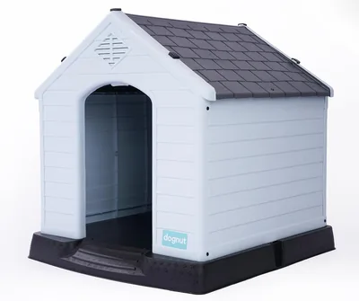 Dognut - Casa Chica para Perro y Gato con Suelo Elevado (73 * 66 * 69 cm) | Caseta Mascota de Plástico Exterior Térmica e Impermeable