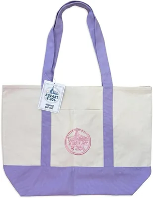 Trader Joe Large Reusable Tote Bag - 6 Gallon Canvas, Embroidered Logo