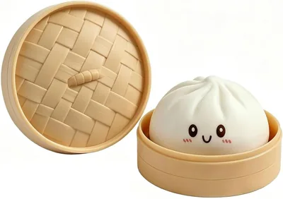 Cute Steamed Bun Stress Squeeze with Bamboo Steamer - Best Deal