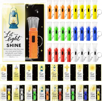 CPicdn 24 Set Religious Gifts Mini Flashlights with Bible Verse Cards