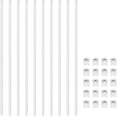 イナコウゲイ ガーデニングサポート、ポールタイプ、高さ15.7インチ（40cm）、透明トレリス、アクリル、4ピース、20セットベストプライス