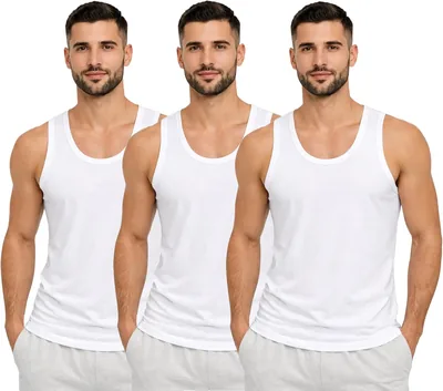 City Rose Men's 3-Pack Cotton Tank Undershirts