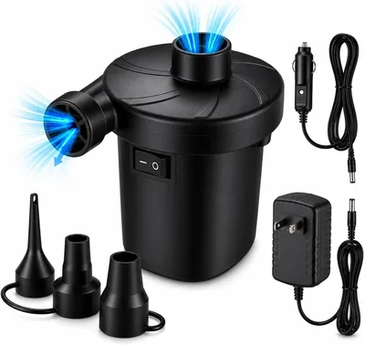 Bomba de Ar Elétrica Bivolt com Adaptador Veicular 12V - Inflador e Desinflador Portátil para Colchão Inflável, Piscina, Boia | Melhor Oferta