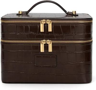 HiTotes Makeup Bag - Large Leather Vanity Case