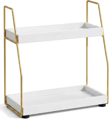 2 Tier Coffee Bar Organizer - Wood Countertop Shelf
