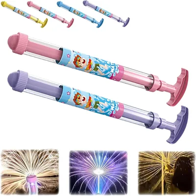 2026 みずてっぽう水鉄砲 花火 回転花火水鉄砲 光るレインボーLEDウォーターブラスター 超強力 360度散水 夏のプール、裏庭、ビーチ、ビーチパーティーなどで活躍します 安全 花火代替 イベント パーティー用 ，ピンク+パープル2個