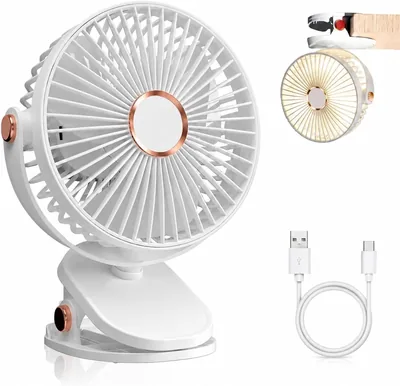 クリップ扇風機 USB-C充電式 極静音・DCモーター搭載 小型 ミニ扇風機 LEDライト付 360度角度調整