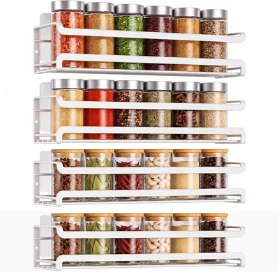 4 Pack Wall Mounted Spice Rack