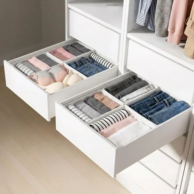 LAJIAKE Set of 8 Drawer Assemblies, Kläder för PAX Kabin 50 x 58, Vit | Falgbar kabinorganisator med pod