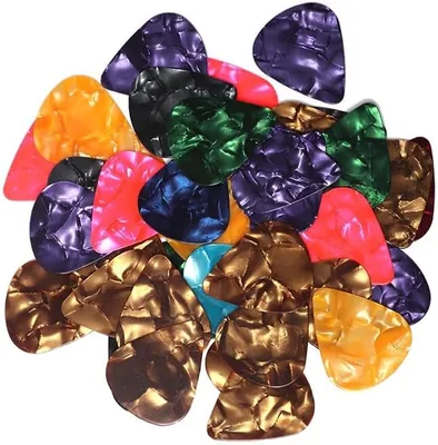 30 púas de celuloide para guitarra, varios colores aleatorios, 0.46 mm, 0.71 mm, 0.96 mm, para ukelele y guitarra eléctrica - Mejor Oferta