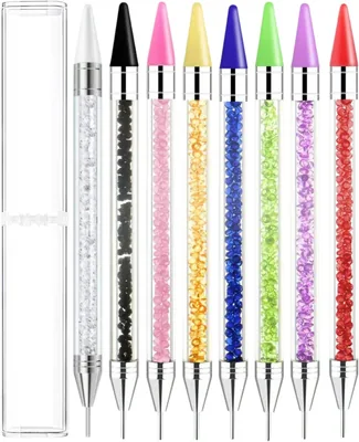 8Pcs Bedazzling Wax Picker Pen, Nail Art Crystal Gems