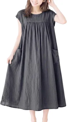 76% Off en-wr15 女性用ガウゼドレス コットン100% ルームウェア パジャマ ワンピース 袖なし ポケット付き 吸収性 Brea