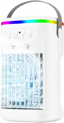 Climatiseur portable silencieux avec contrôle à distance, ventilateur à brouillard USB, 3 vitesses, 2 modes de brouillard, minuteur 1H/2H/4H, 7 couleurs