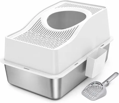 Topika Cat Litter Box, Stainless Steel Top Entry