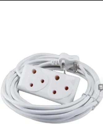 3m Extension Cord 2-Way Multi-Plug 16A White | Dual Outlets Flexible Cable Multiple Devices Safety Features