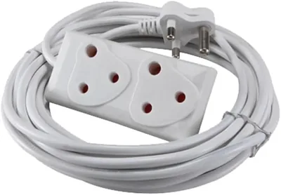 5m Extension Cord with Two-Way Multi-Plug Extension Lead | Dual Outlets, Flexible Cable, Multiple De