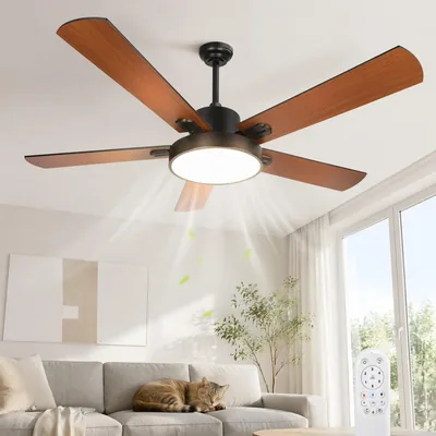 Ventilatore a Soffitto Aigostar Ø132 cm con Luce, Telecomando, 3 CCT Dimmabile, 6 Velocità, Timer, Adatto per Living